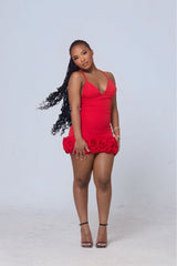 Sarafina Rosette Mini Dress – Red