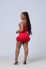 Sarafina Rosette Mini Dress – Red