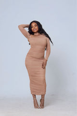 Chipo One-Shoulder Maxi Dress – Chocolate Brown