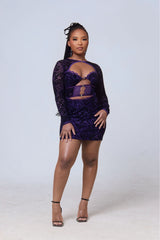 Chewe Lace Cut-Out Mini Dress – Deep Purple