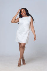 Amahle Bow-Back Mini Dress – White Elegance