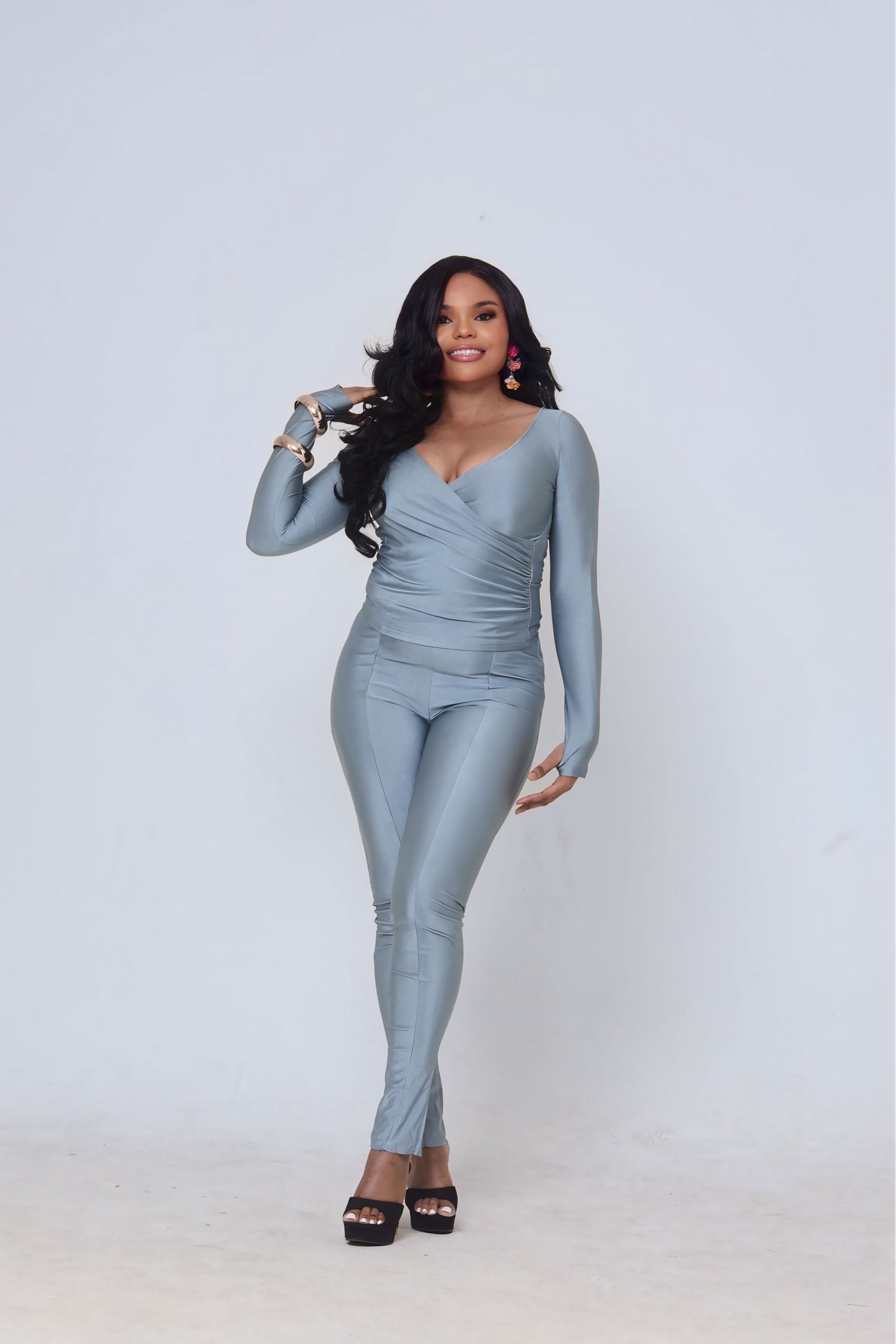 Natasha Luxe Two-Piece Set – Steel Blue