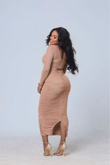 Chipo One-Shoulder Maxi Dress – Chocolate Brown