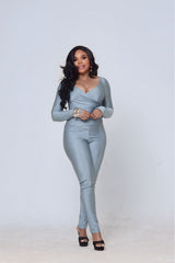 Natasha Luxe Two-Piece Set – Steel Blue