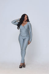 Natasha Luxe Two-Piece Set – Steel Blue