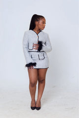 Tariro Tweed Feather Trim Set