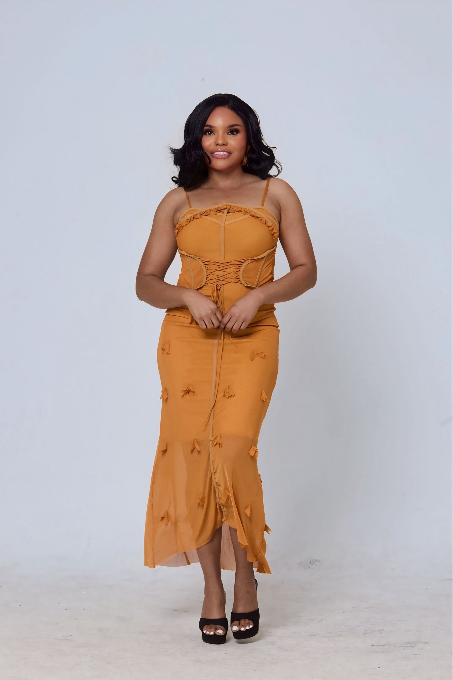 Nyasha Midi – Amber Corset-Style Dress