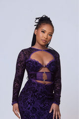 Chewe Lace Cut-Out Mini Dress – Deep Purple