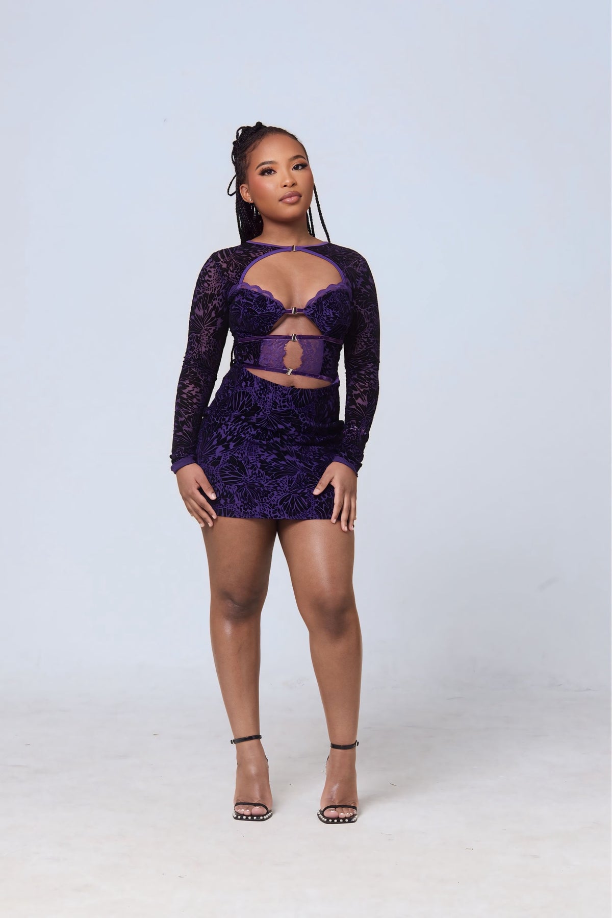 Chewe Lace Cut-Out Mini Dress – Deep Purple
