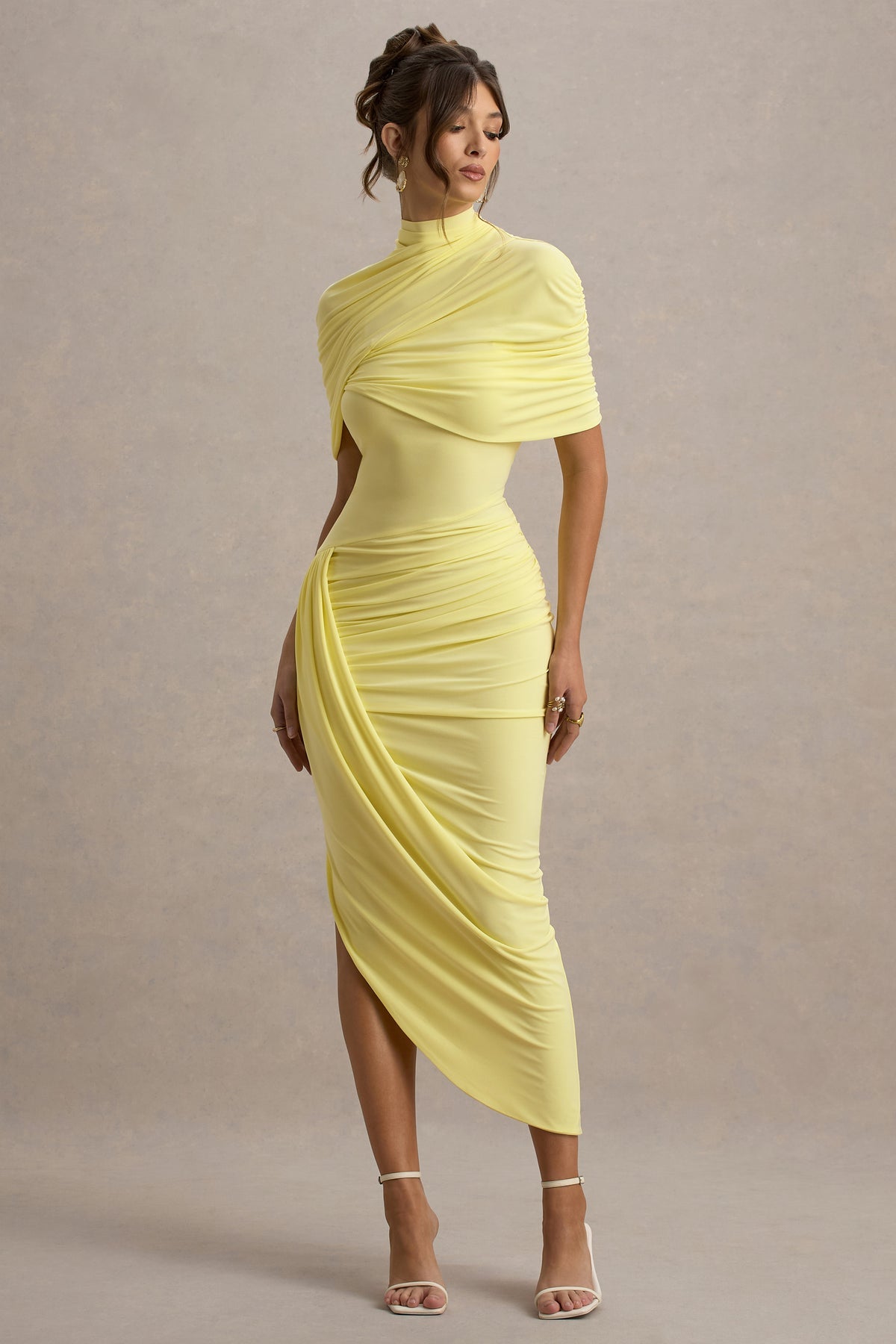Kalina Golden Cape Midi Dress