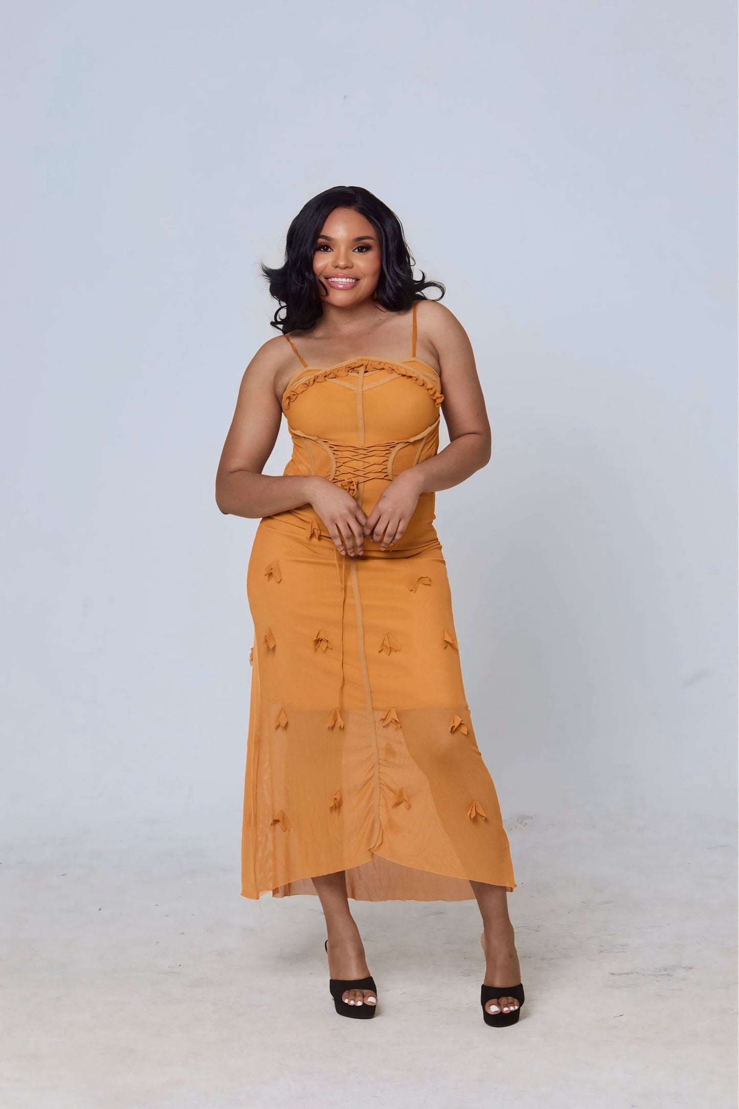 Nyasha Midi – Amber Corset-Style Dress