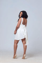 Amahle Bow-Back Mini Dress – White Elegance