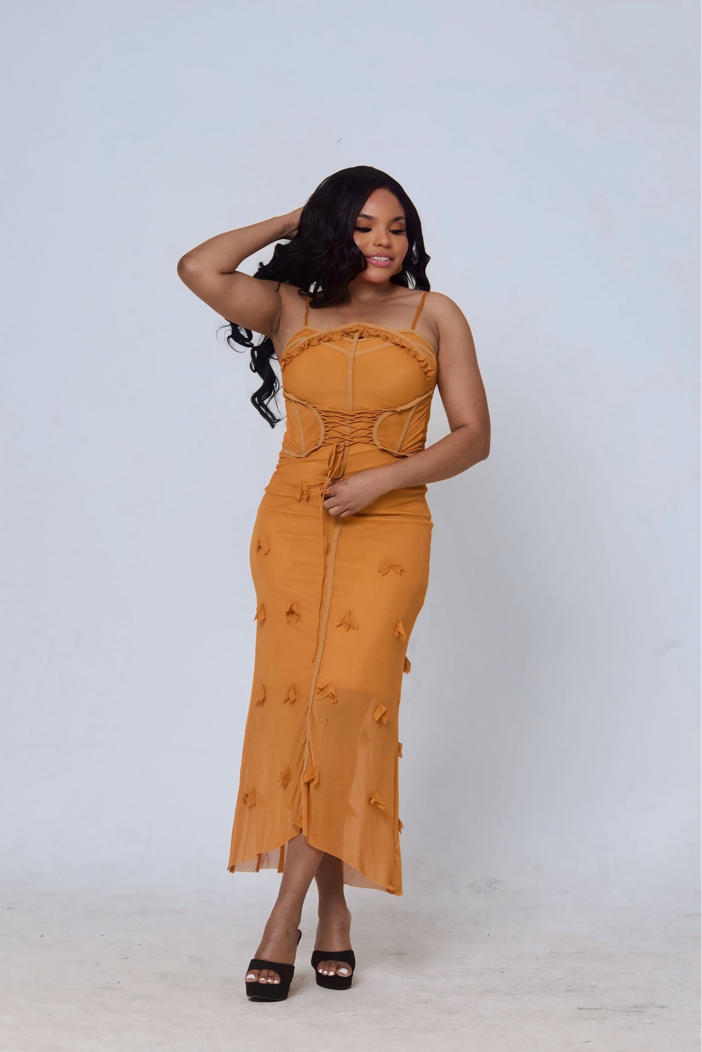 Nyasha Midi – Amber Corset-Style Dress