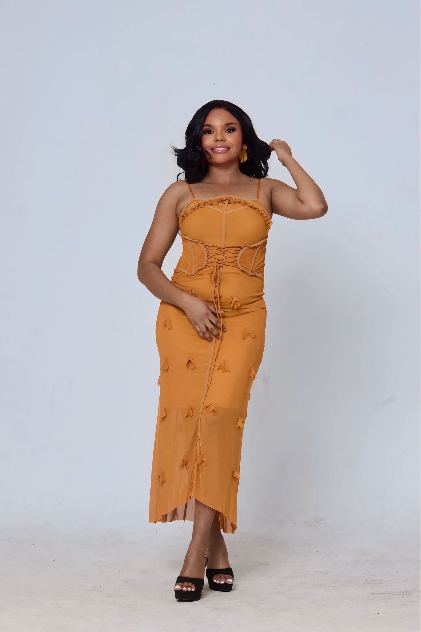 Nyasha Midi – Amber Corset-Style Dress