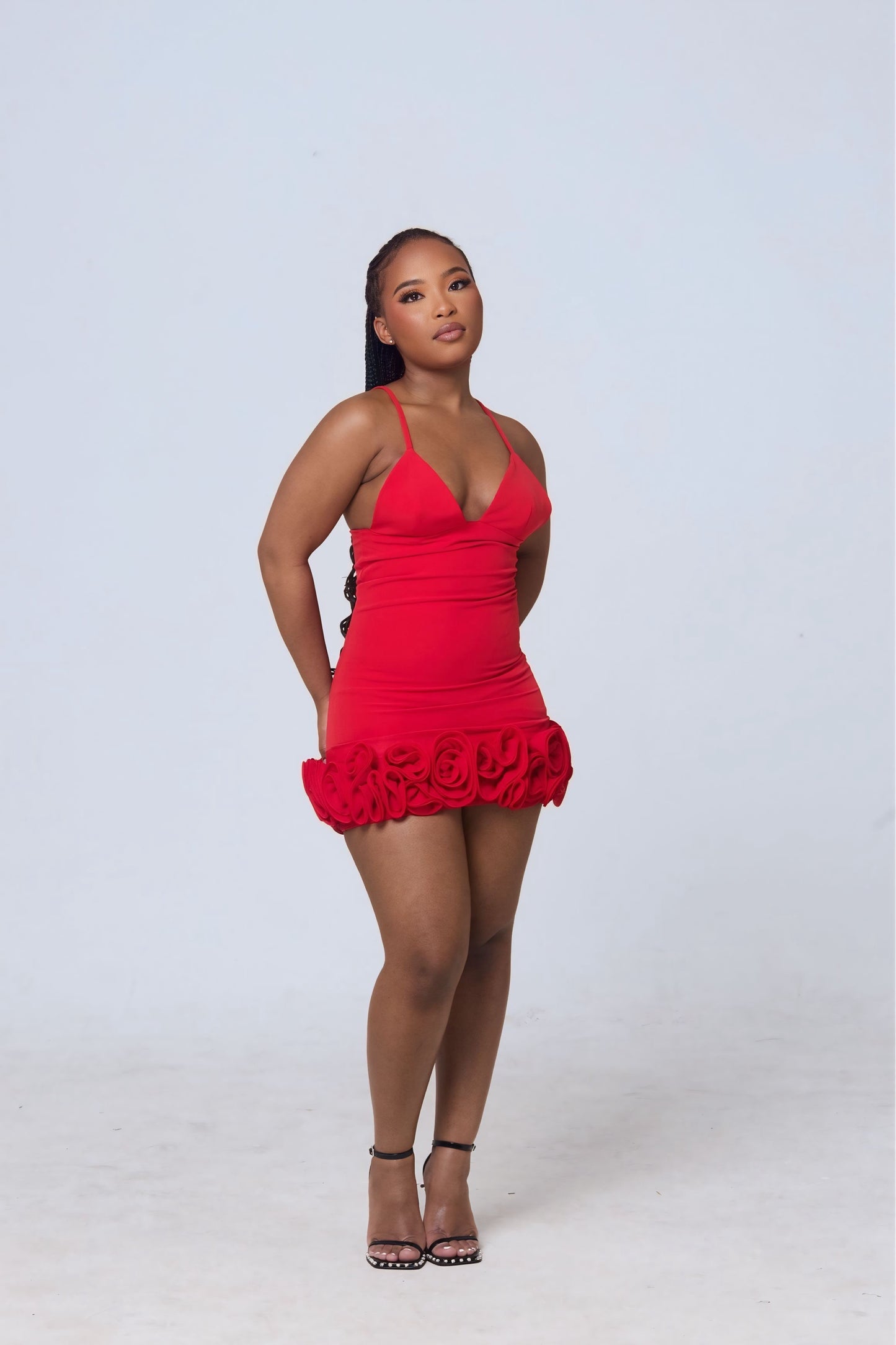 Sarafina Rosette Mini Dress – Red