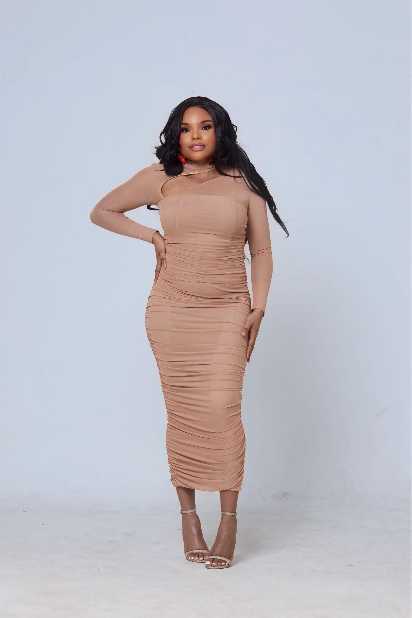 Chipo One-Shoulder Maxi Dress – Chocolate Brown