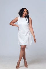 Amahle Bow-Back Mini Dress – White Elegance